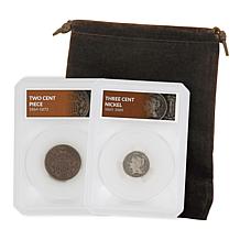2-Cent Piece and 3-Cent Nickel in Guardhouse Defender Holders
