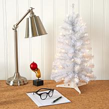 2 ft. White Artificial Christmas Tree with 35 LED Lights and 72 Ben...