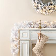 2-Pack 6ft Pre-Lit Snow Flocked White Pine Garlands