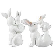 2-Piece Easter Resin Bunny Mom and Baby Table Decor