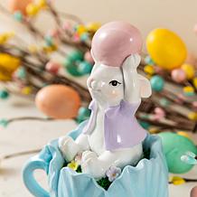 2-Piece Easter Resin Bunny on Tulip Mug Table Decor