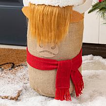 20" Highland Cow with Santa Hat Holiday Decor