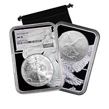 2023 MS70 NGC Silver Eagle with Dual-Core Overlay