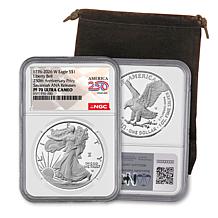 2026 MS70 ANACS FDOI LE Silver Eagle with 250th Anniversary Label