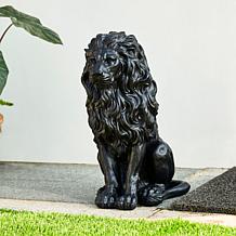 20.75"H MGO Black Sitting Lion Garden Statue