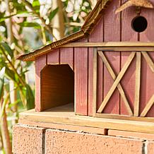 20.75"L Oversized Red Distressed Solid Wood Barn Garden Birdhouse
