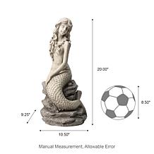 20"H MGO Concrete Finish Mermaid Garden Statue