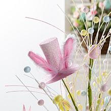 21" Easter Table Tree with Pastel Glitter Eggs and Bunny Hats
