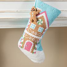 21" Hooked Gingerbread House Christmas Stocking