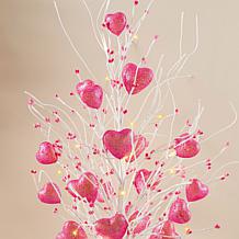 21" Indoor Table Tree with Warm White Fairy Lights & Pink Hearts