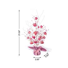 21" Indoor Table Tree with Warm White Fairy Lights & Pink Hearts