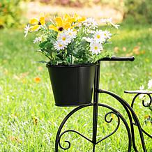 21.5"L Metal Black Bicycle Planter Stand