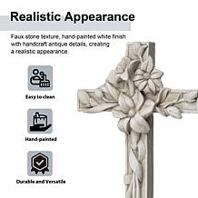 21"H MGO Holy Cross with Lily Garden Statue