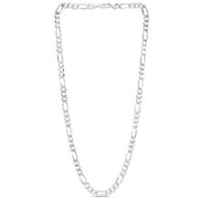 22" Sterling Silver 7.2mm Pavé Texture Figaro Necklace