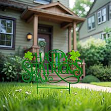 23.25"H Happy St. Patrick's Day Green Metal Yard Stake