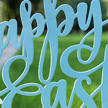 24" Blue Metal Happy Easter Yard Stake