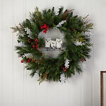 24 in. Holiday Owl Family Wreath