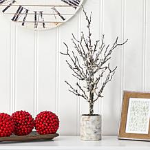 24 in. Snowed Twig Artificial Tree in Decorative Planter