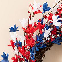 24" Patriotic Floral Wreath with Red, White & Blue Flowers