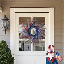 24" Patriotic Red, White & Blue Tinsel Wreath
