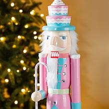 24" Wooden Christmas Pink Cake Nutcracker Decoration
