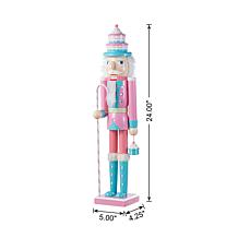 24" Wooden Christmas Pink Cake Nutcracker Decoration