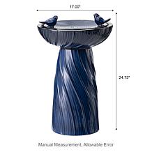 24.75"H Blue Textured Birdbath Outdoor Floor Fountain with Two Birds
