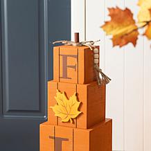 25.5"H Halloween and Fall Wooden Reversible Boxed Porch Decor