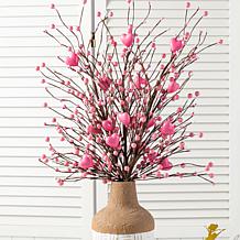 28" Valentine's Picks with Pink Berries & Heart Accents, 2-piece Set