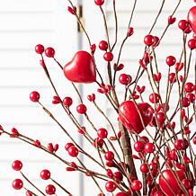 28" Valentine's Picks with Red Berries & Heart Accents, 2-piece Set