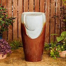 29.25"H Oversized Ceramic Pot Outdoor Floor Fountain with Pump