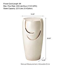 29.25"H Oversized Sand Beige Ceramic Pot Fountain w/Pump, LED Light