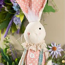 29.5" Easter Fabric Girl Bunny with Dangling Legs