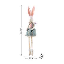 29.5" Easter Fabric Girl Bunny with Dangling Legs