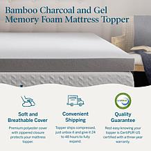 3” Bamboo Charcoal and Gel Memory Foam Mattress Topper, Full