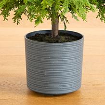 3-ft Real Touch Cedar Tree in Gray Planter by Nearly Natural