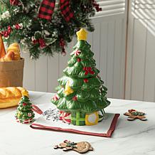 3-piece Dolomite Christmas Tree Cookie Jar Set