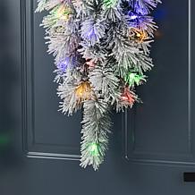 3' Pre-Lit Snow Flocked Greenery Pine Teardrop