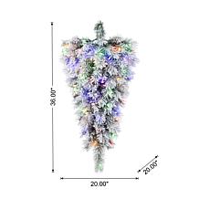 3' Pre-Lit Snow Flocked Greenery Pine Teardrop