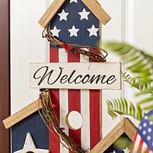 30" Patriotic Birdhouse Porch Decor with Welcome Sign