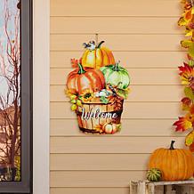 30.25"H Fall Metal Pumpkins with Barrel Yard Stake (KD, Two function)