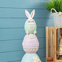 30.5" H Easter Resin Decor with Stacked Pastel Eggs