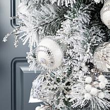 30"H Christmas Silver & White Ornament and Berry Teardrop