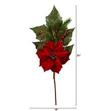 31 in. Poinsettia, Berries and Pine Artificial Flower Bundle Set of 3