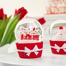 3.25“H Valentine's Resin Cupcake Water Globes - Set of 2