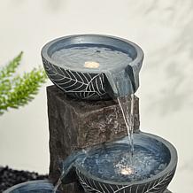 32.75"H Natural Textured 4-Tier Polyresin Fountain w/Pump & LED Light