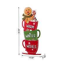 34.5"H Wooden Christmas Porch Decor with Gingerbread Man