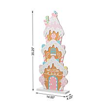 35.25"H Wooden Gingerbread House Porch Decor