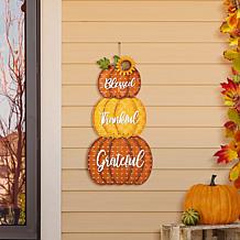 35.5"H Thanksgiving Metal Stacked Pumpkins Yard Stake (KD, Two func...