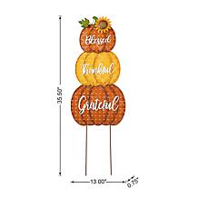 35.5"H Thanksgiving Metal Stacked Pumpkins Yard Stake (KD, Two func...